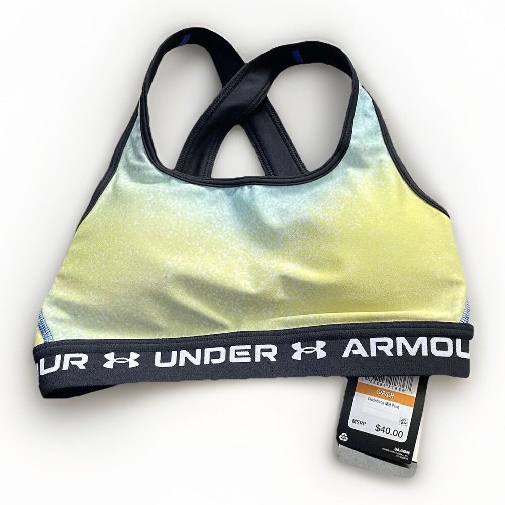 Under Armour Womens Sports Bra S Crossback Mid Support Multicolor NWT
